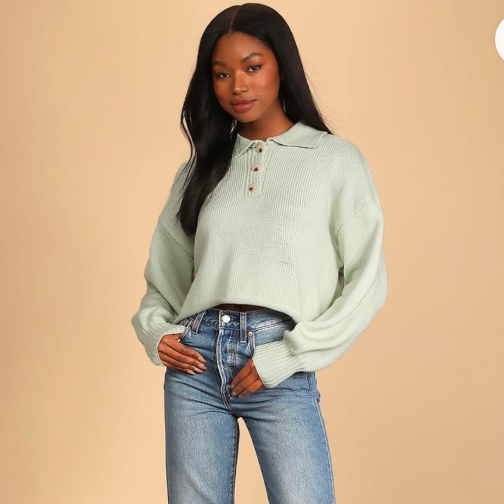 Lulus Cropped Collared Sweater - image 1